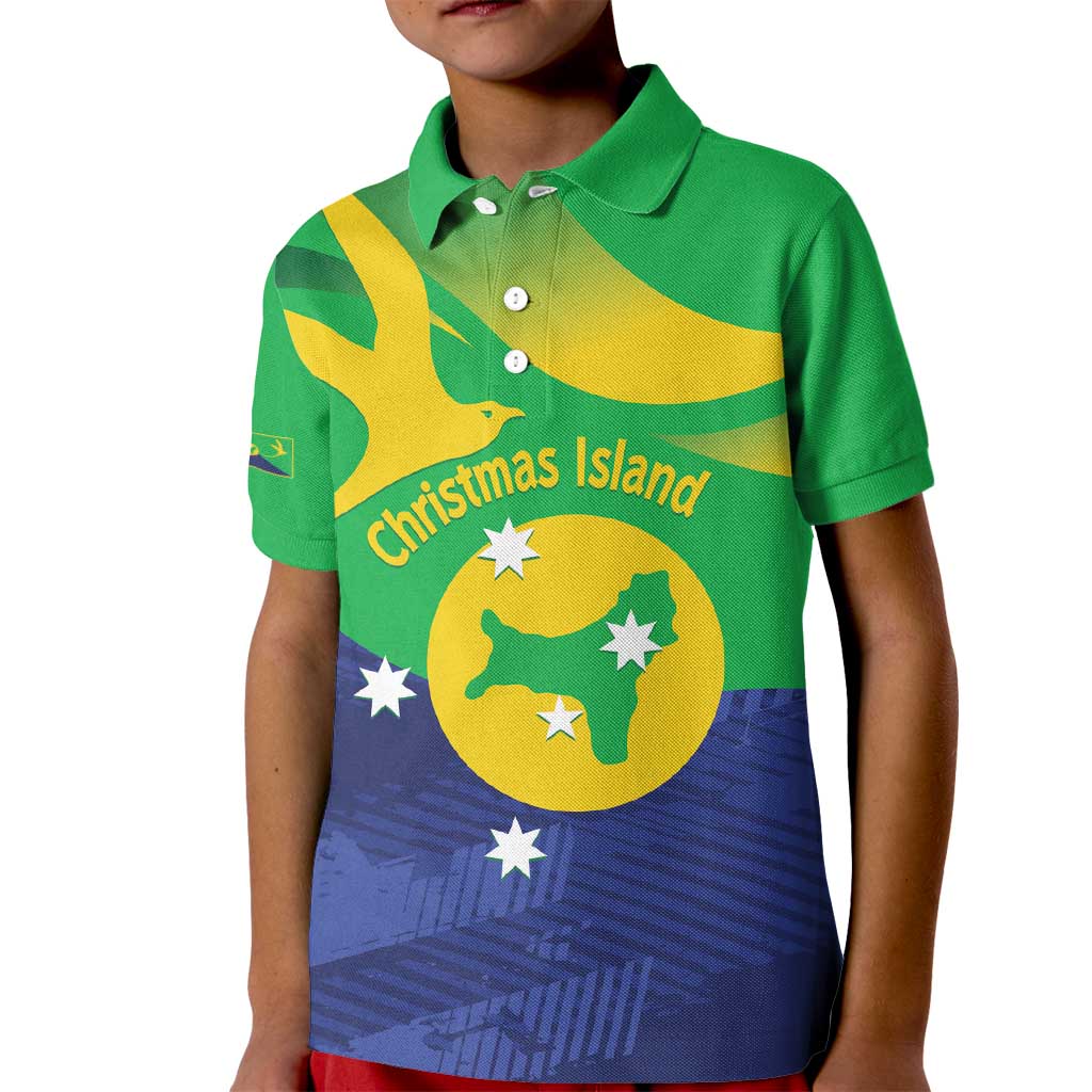 Personalised Australia Christmas Island Kid Polo Shirt Wilayah Pulau Krismas Flag Color - Vibe Hoodie