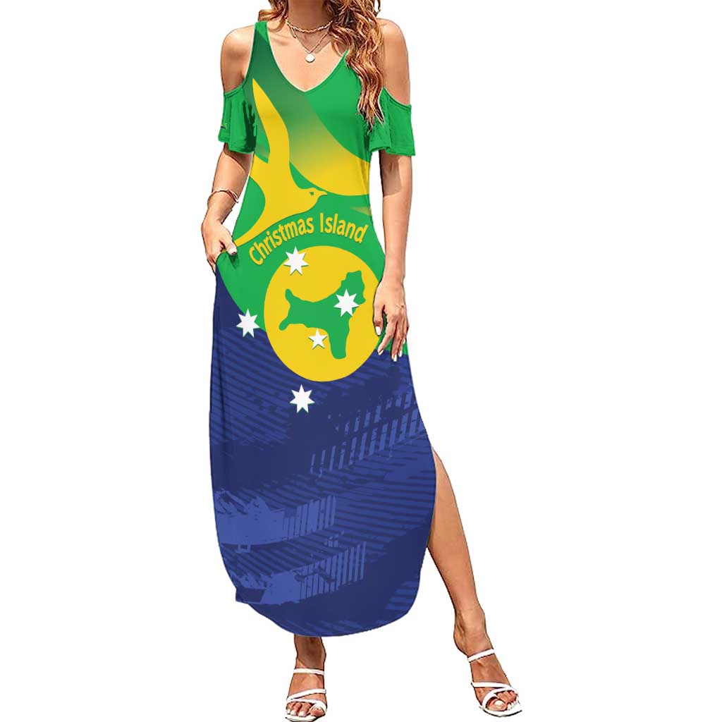 Personalised Australia Christmas Island Summer Maxi Dress Wilayah Pulau Krismas Flag Color - Vibe Hoodie