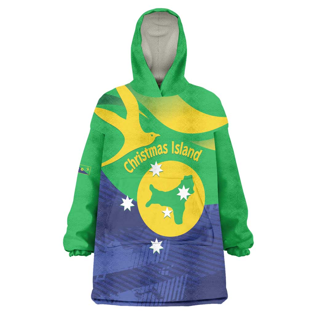 Personalised Australia Christmas Island Wearable Blanket Hoodie Wilayah Pulau Krismas Flag Color - Vibe Hoodie