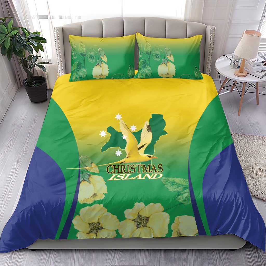 Australia Christmas Island Bedding Set Golden Bosun Abutilon listeri With Map - Vibe Hoodie