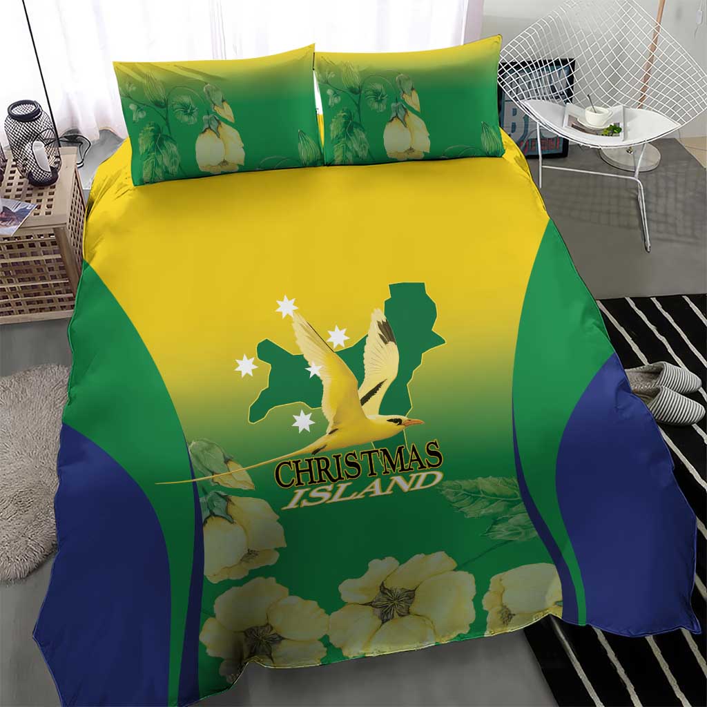 Australia Christmas Island Bedding Set Golden Bosun Abutilon listeri With Map - Vibe Hoodie