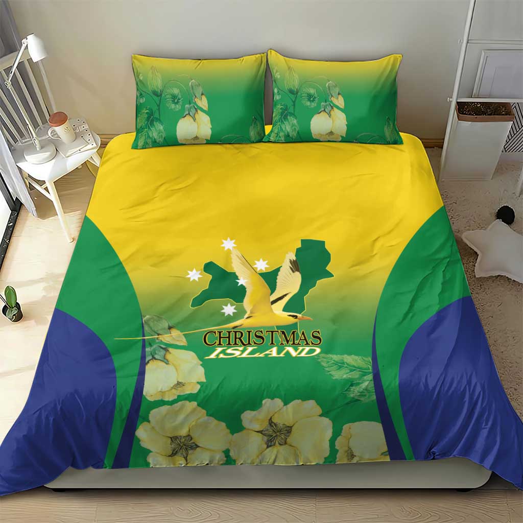 Australia Christmas Island Bedding Set Golden Bosun Abutilon listeri With Map - Vibe Hoodie