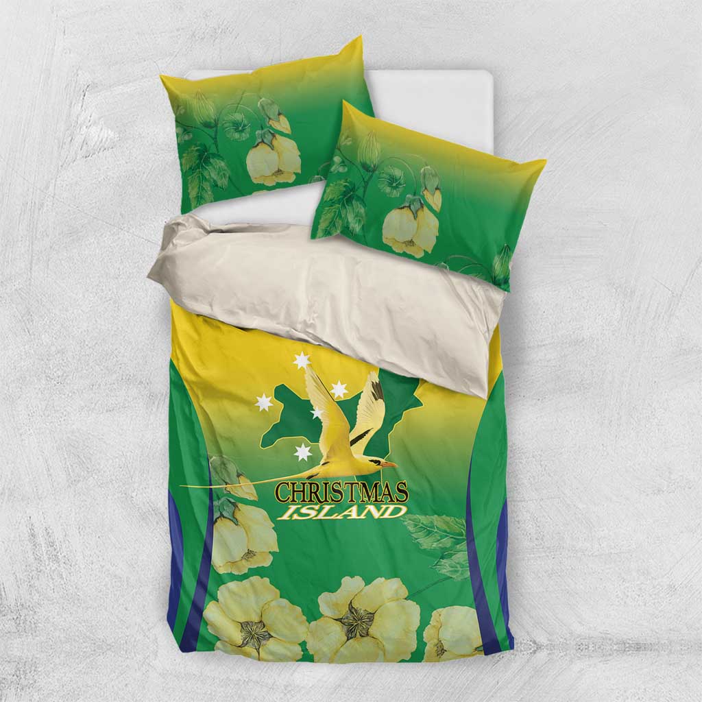 Australia Christmas Island Bedding Set Golden Bosun Abutilon listeri With Map - Vibe Hoodie