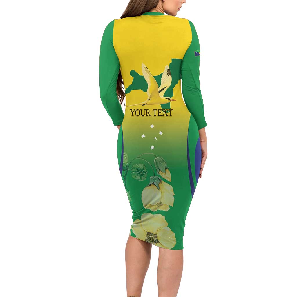 Personalised Australia Christmas Island Family Matching Long Sleeve Bodycon Dress and Hawaiian Shirt Golden Bosun Abutilon listeri With Map - Vibe Hoodie