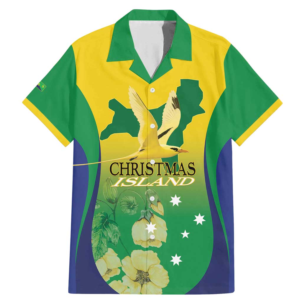 Personalised Australia Christmas Island Family Matching Mermaid Dress and Hawaiian Shirt Golden Bosun Abutilon listeri With Map - Vibe Hoodie