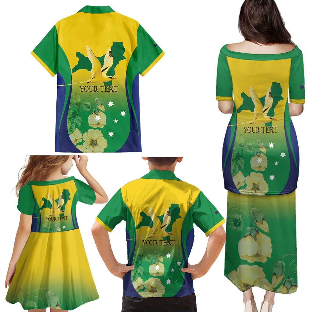 Personalised Australia Christmas Island Family Matching Puletasi and Hawaiian Shirt Golden Bosun Abutilon listeri With Map - Vibe Hoodie