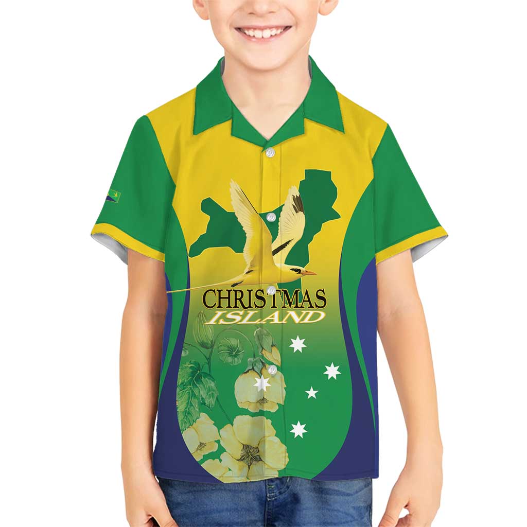 Personalised Australia Christmas Island Family Matching Puletasi and Hawaiian Shirt Golden Bosun Abutilon listeri With Map - Vibe Hoodie