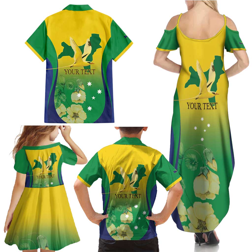 Personalised Australia Christmas Island Family Matching Summer Maxi Dress and Hawaiian Shirt Golden Bosun Abutilon listeri With Map - Vibe Hoodie