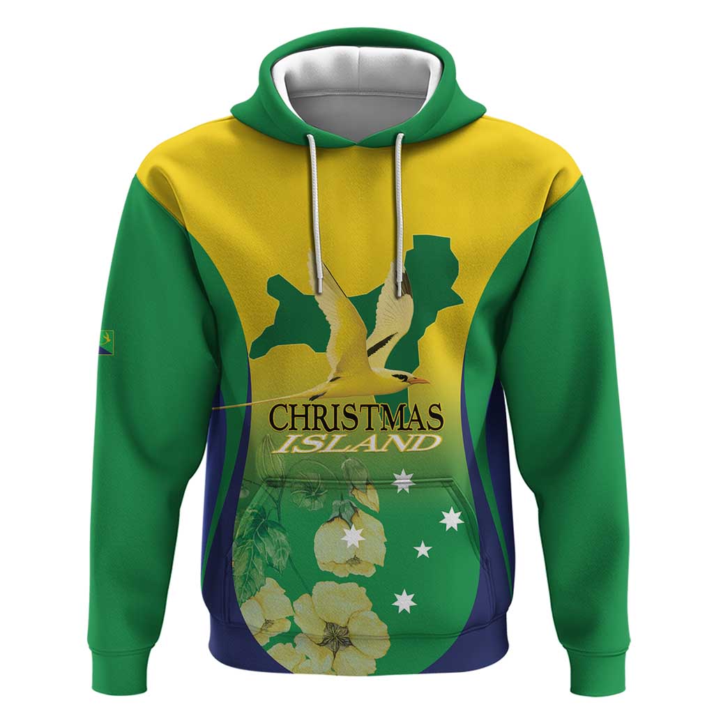 Personalised Australia Christmas Island Hoodie Golden Bosun Abutilon listeri With Map - Vibe Hoodie