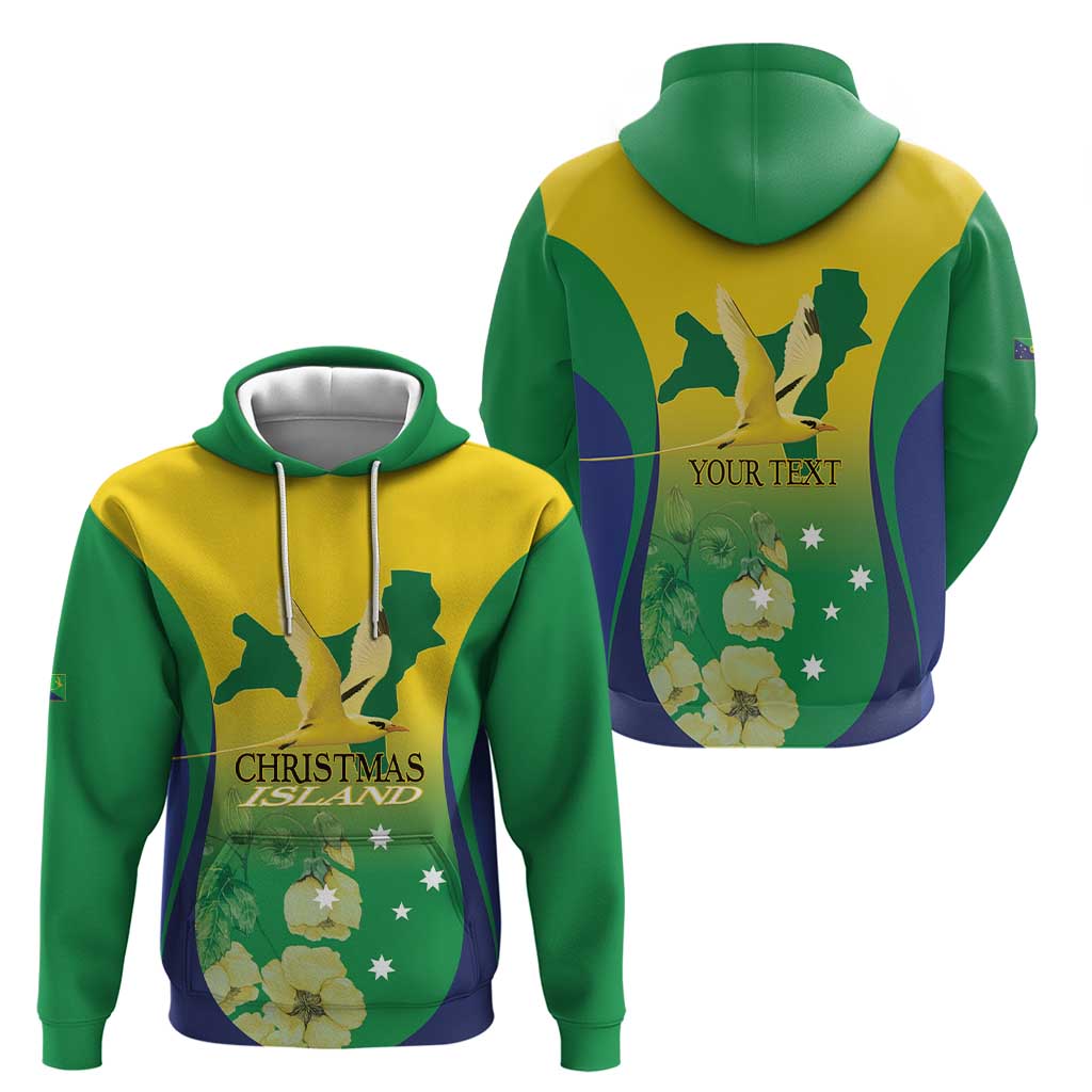 Personalised Australia Christmas Island Hoodie Golden Bosun Abutilon listeri With Map - Vibe Hoodie