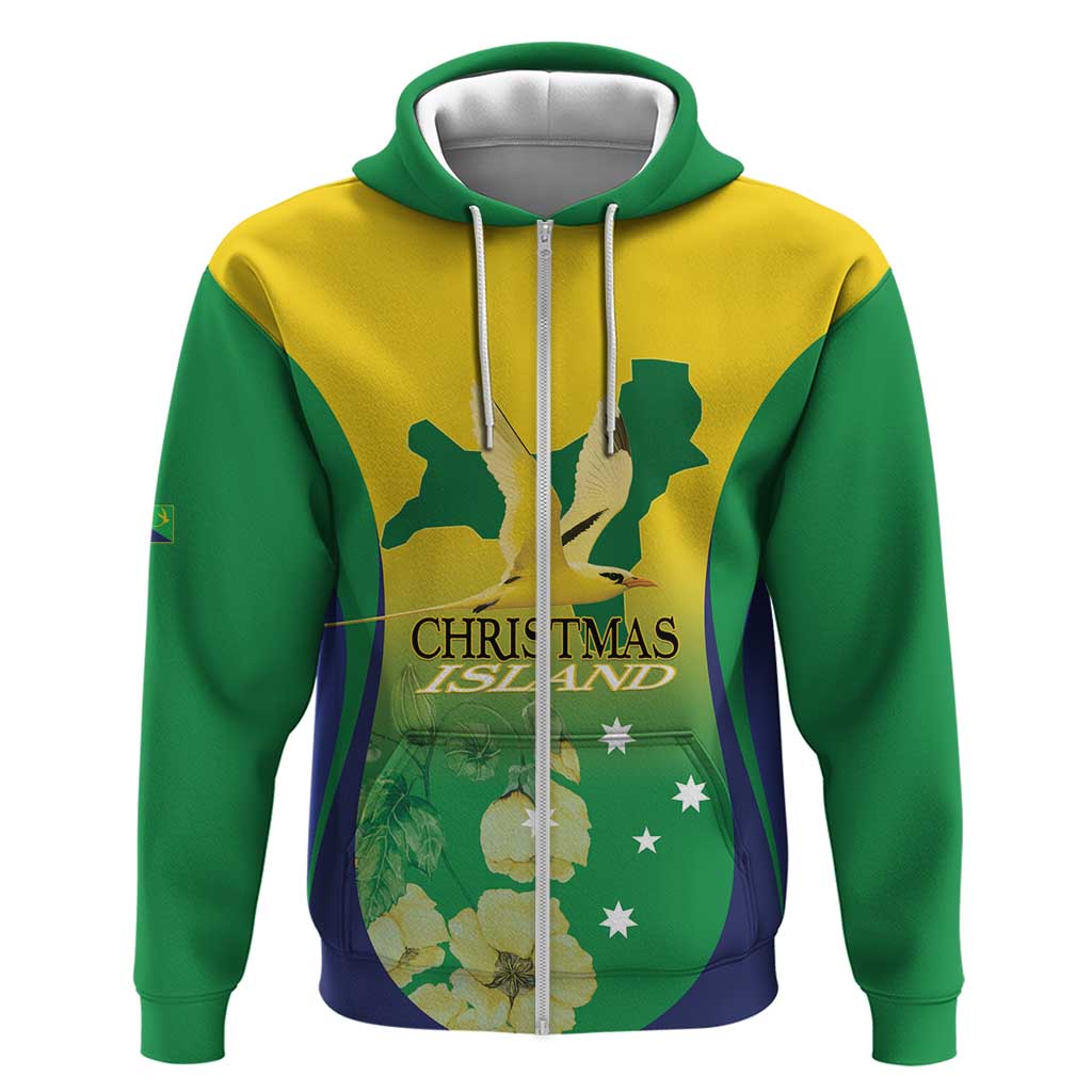 Personalised Australia Christmas Island Hoodie Golden Bosun Abutilon listeri With Map - Vibe Hoodie