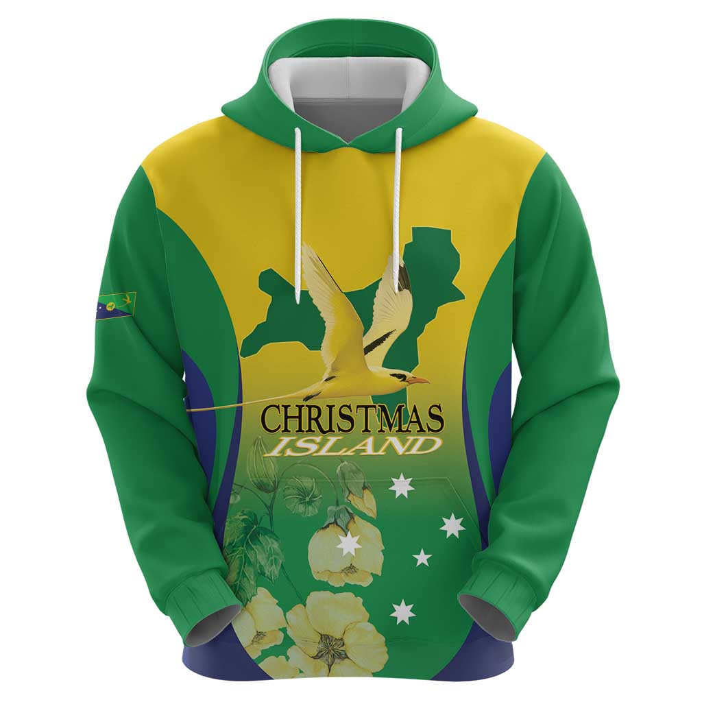 Personalised Australia Christmas Island Hoodie Golden Bosun Abutilon listeri With Map - Vibe Hoodie