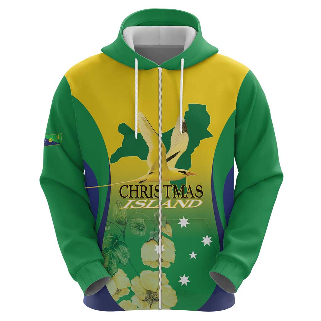 Personalised Australia Christmas Island Hoodie Golden Bosun Abutilon listeri With Map - Vibe Hoodie