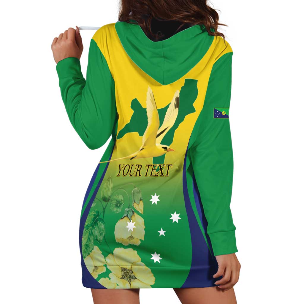 Personalised Australia Christmas Island Hoodie Dress Golden Bosun Abutilon listeri With Map - Vibe Hoodie