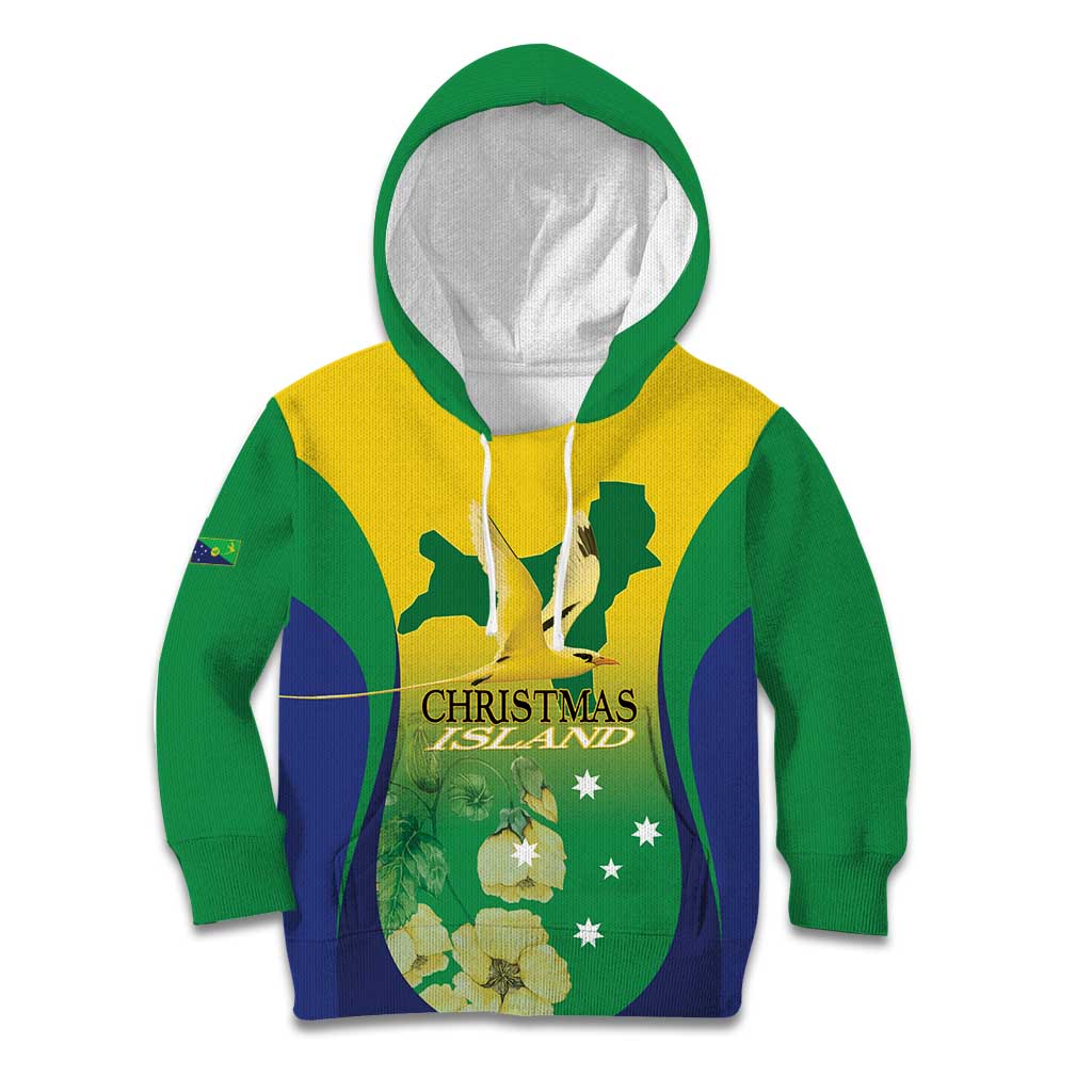 Personalised Australia Christmas Island Kid Hoodie Golden Bosun Abutilon listeri With Map - Vibe Hoodie