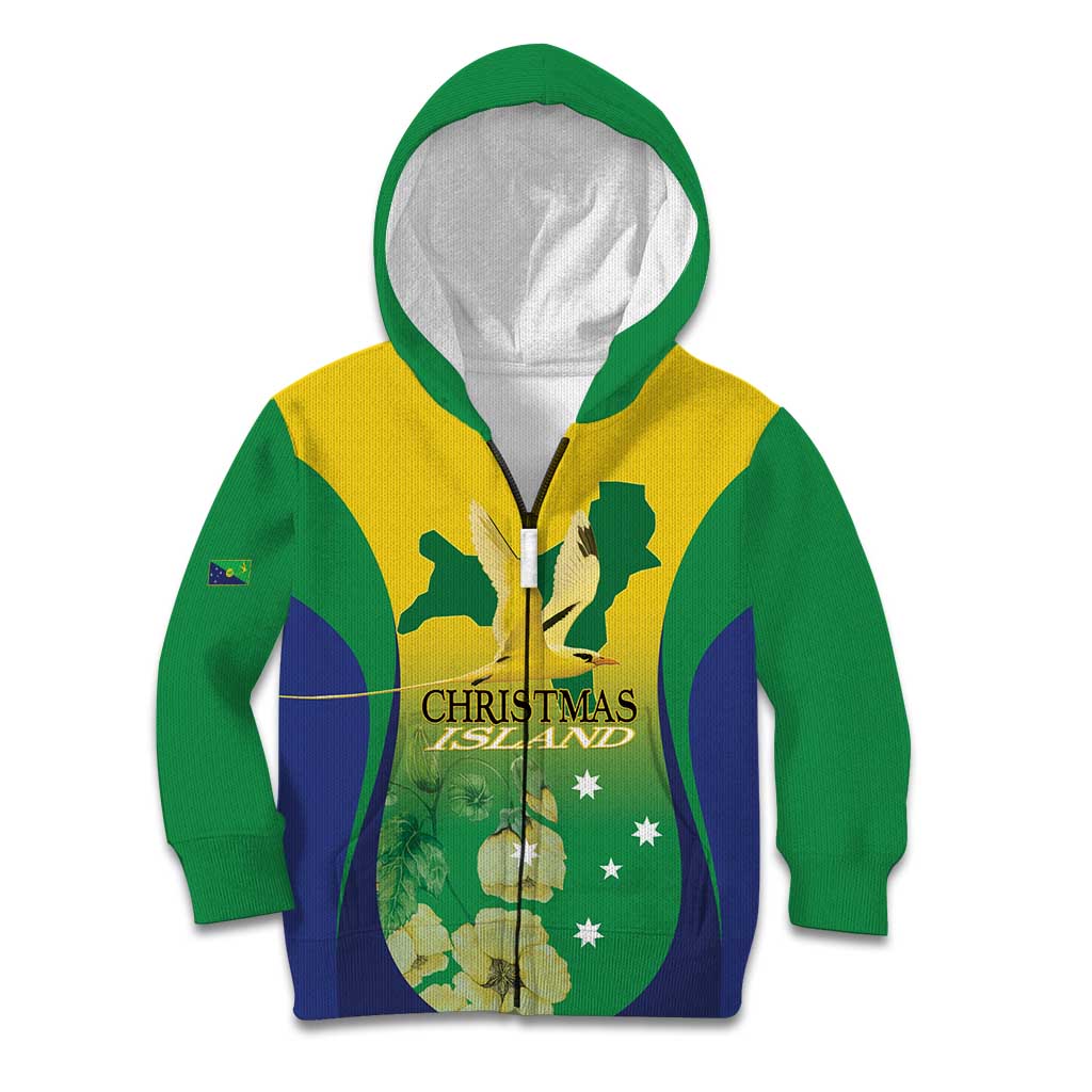 Personalised Australia Christmas Island Kid Hoodie Golden Bosun Abutilon listeri With Map - Vibe Hoodie