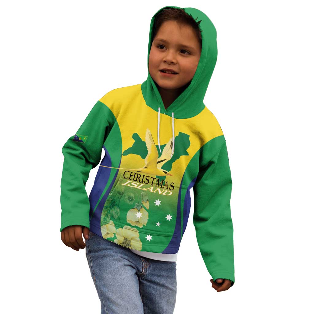 Personalised Australia Christmas Island Kid Hoodie Golden Bosun Abutilon listeri With Map - Vibe Hoodie
