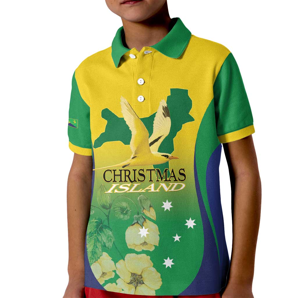 Personalised Australia Christmas Island Kid Polo Shirt Golden Bosun Abutilon listeri With Map - Vibe Hoodie