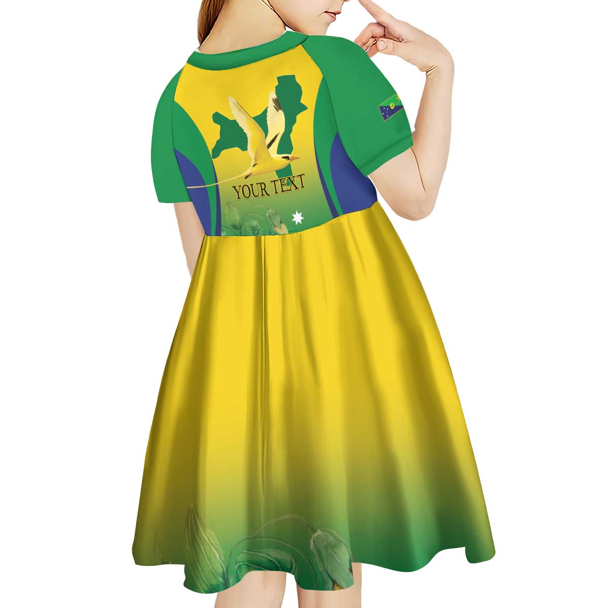Personalised Australia Christmas Island Kid Short Sleeve Dress Golden Bosun Abutilon listeri With Map - Vibe Hoodie
