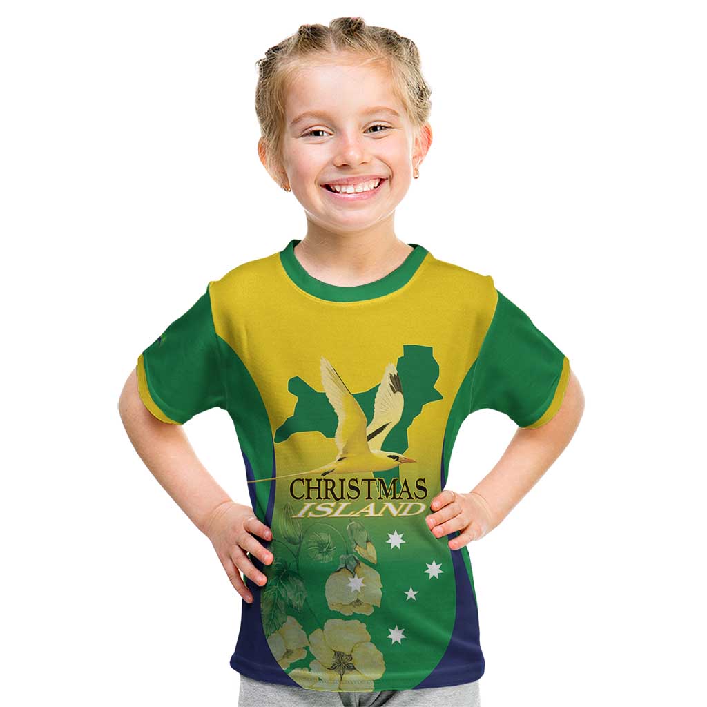 Personalised Australia Christmas Island Kid T Shirt Golden Bosun Abutilon listeri With Map - Vibe Hoodie