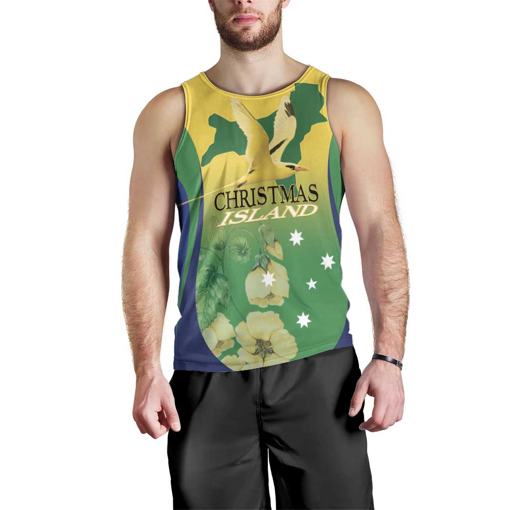 Personalised Australia Christmas Island Men Tank Top Golden Bosun Abutilon listeri With Map - Vibe Hoodie