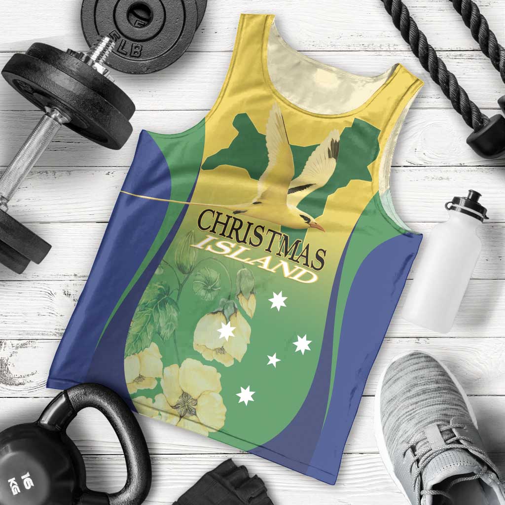 Personalised Australia Christmas Island Men Tank Top Golden Bosun Abutilon listeri With Map - Vibe Hoodie