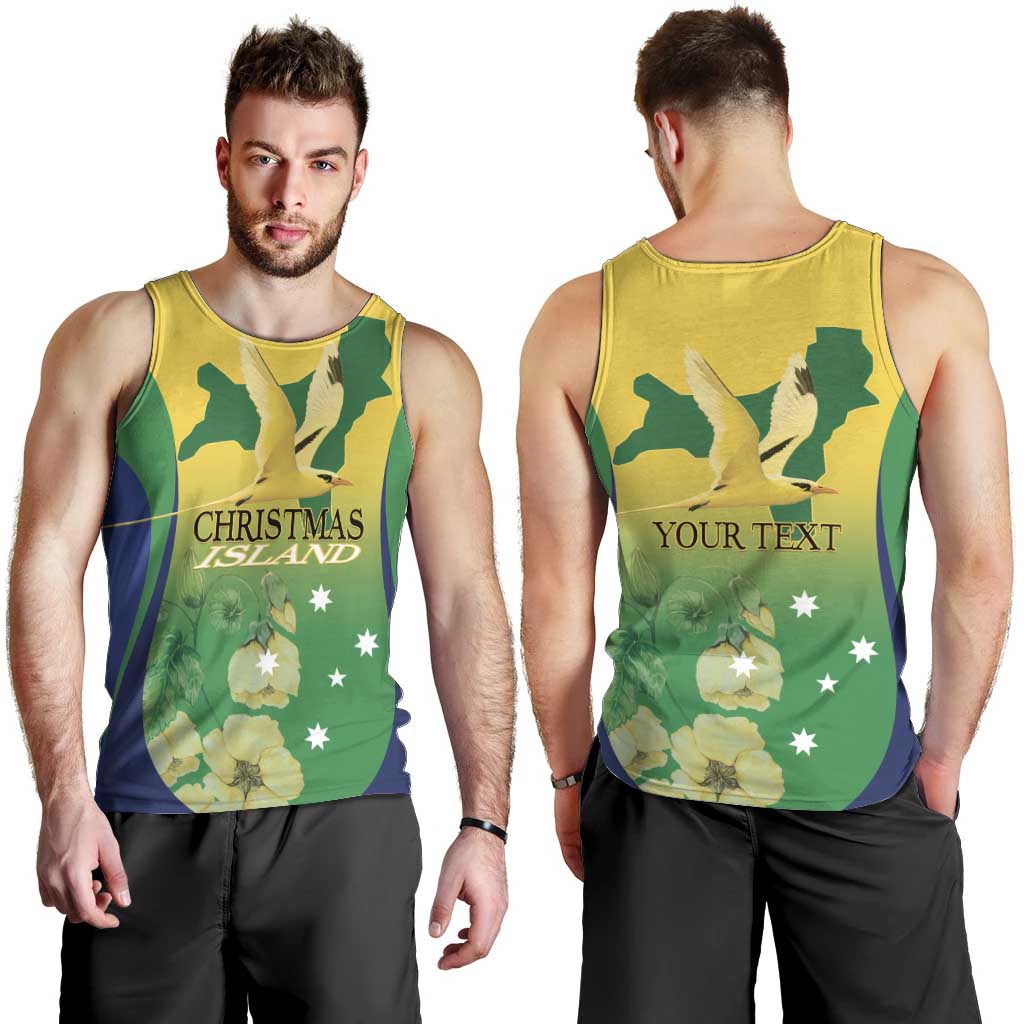 Personalised Australia Christmas Island Men Tank Top Golden Bosun Abutilon listeri With Map - Vibe Hoodie