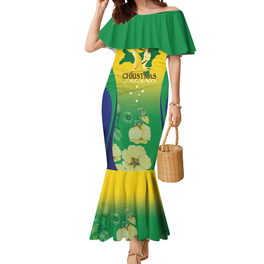 Personalised Australia Christmas Island Mermaid Dress Golden Bosun Abutilon listeri With Map - Vibe Hoodie