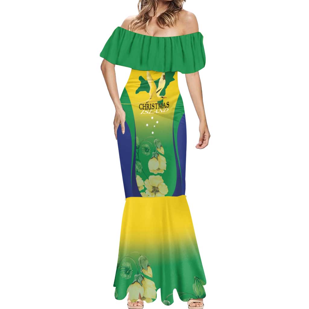 Personalised Australia Christmas Island Mermaid Dress Golden Bosun Abutilon listeri With Map - Vibe Hoodie