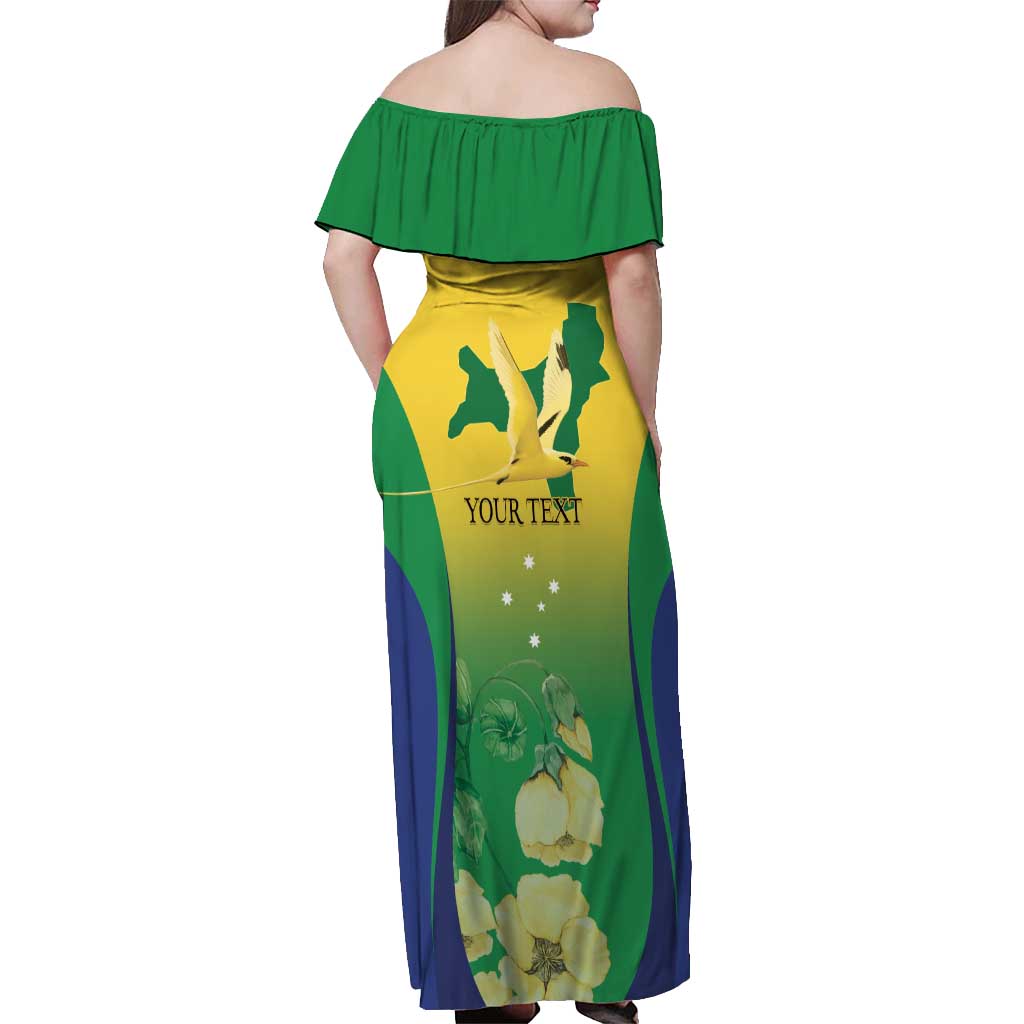 Personalised Australia Christmas Island Off Shoulder Maxi Dress Golden Bosun Abutilon listeri With Map - Vibe Hoodie