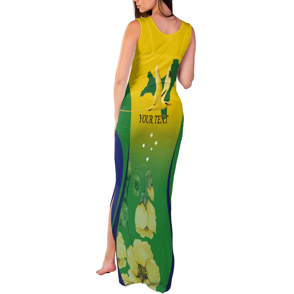 Personalised Australia Christmas Island Tank Maxi Dress Golden Bosun Abutilon listeri With Map - Vibe Hoodie