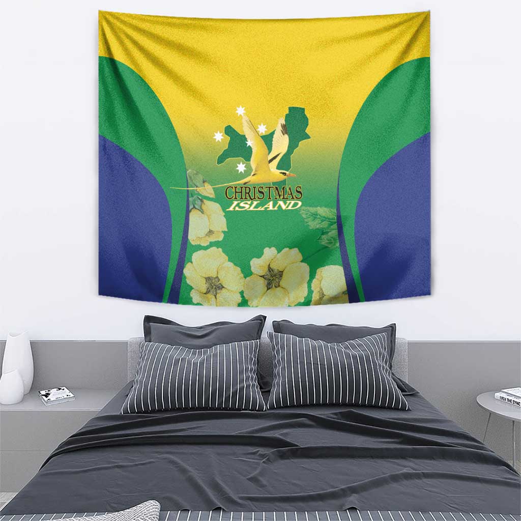 Australia Christmas Island Tapestry Golden Bosun Abutilon listeri With Map - Vibe Hoodie