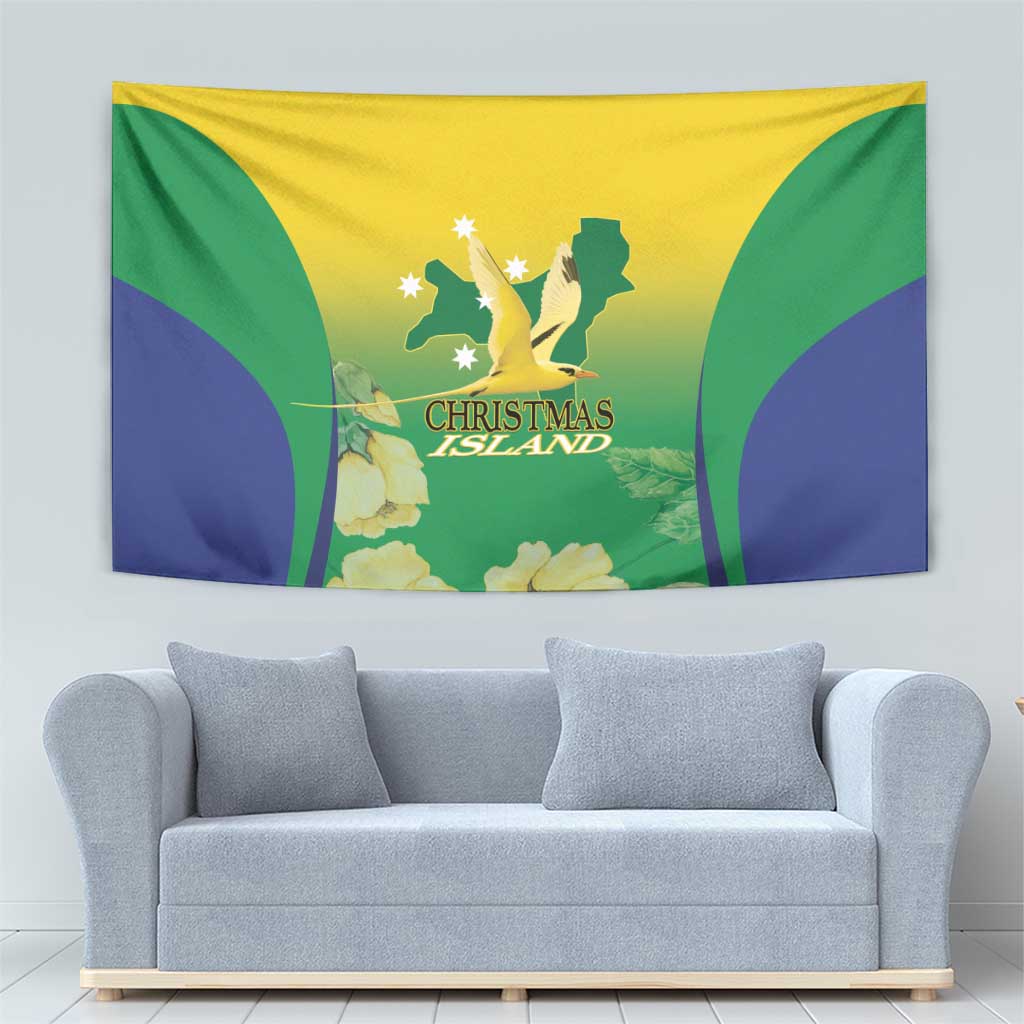 Australia Christmas Island Tapestry Golden Bosun Abutilon listeri With Map - Vibe Hoodie