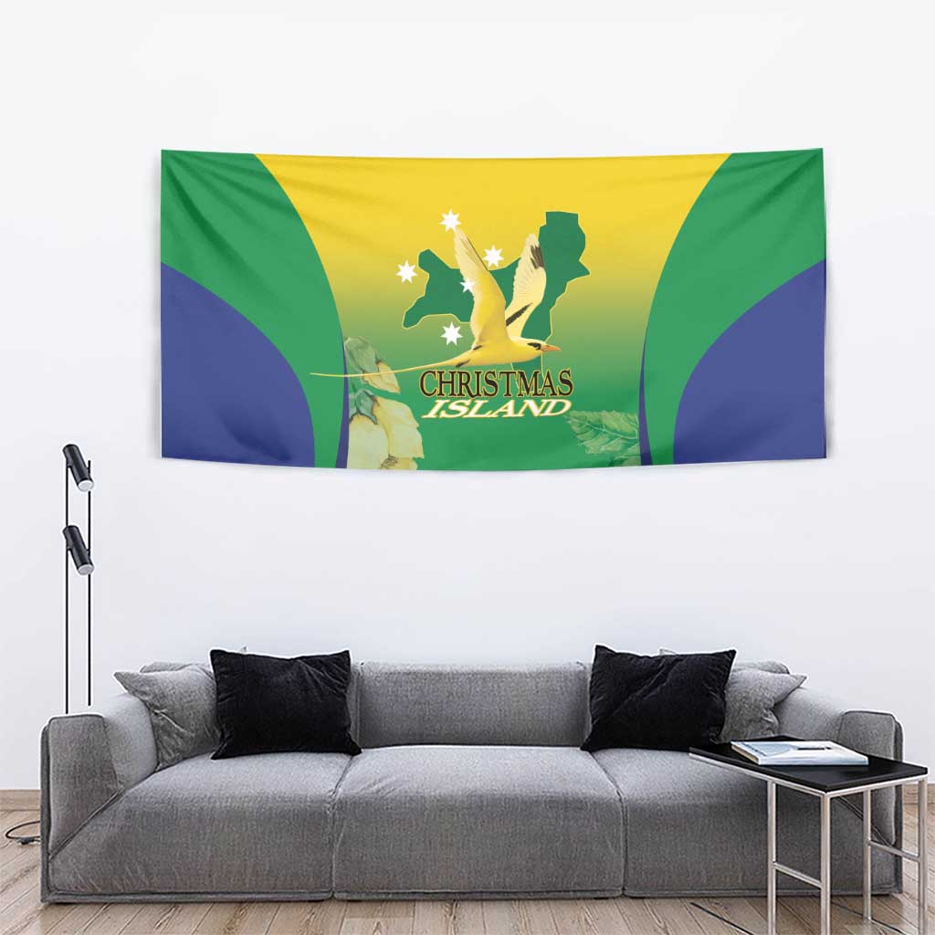 Australia Christmas Island Tapestry Golden Bosun Abutilon listeri With Map - Vibe Hoodie