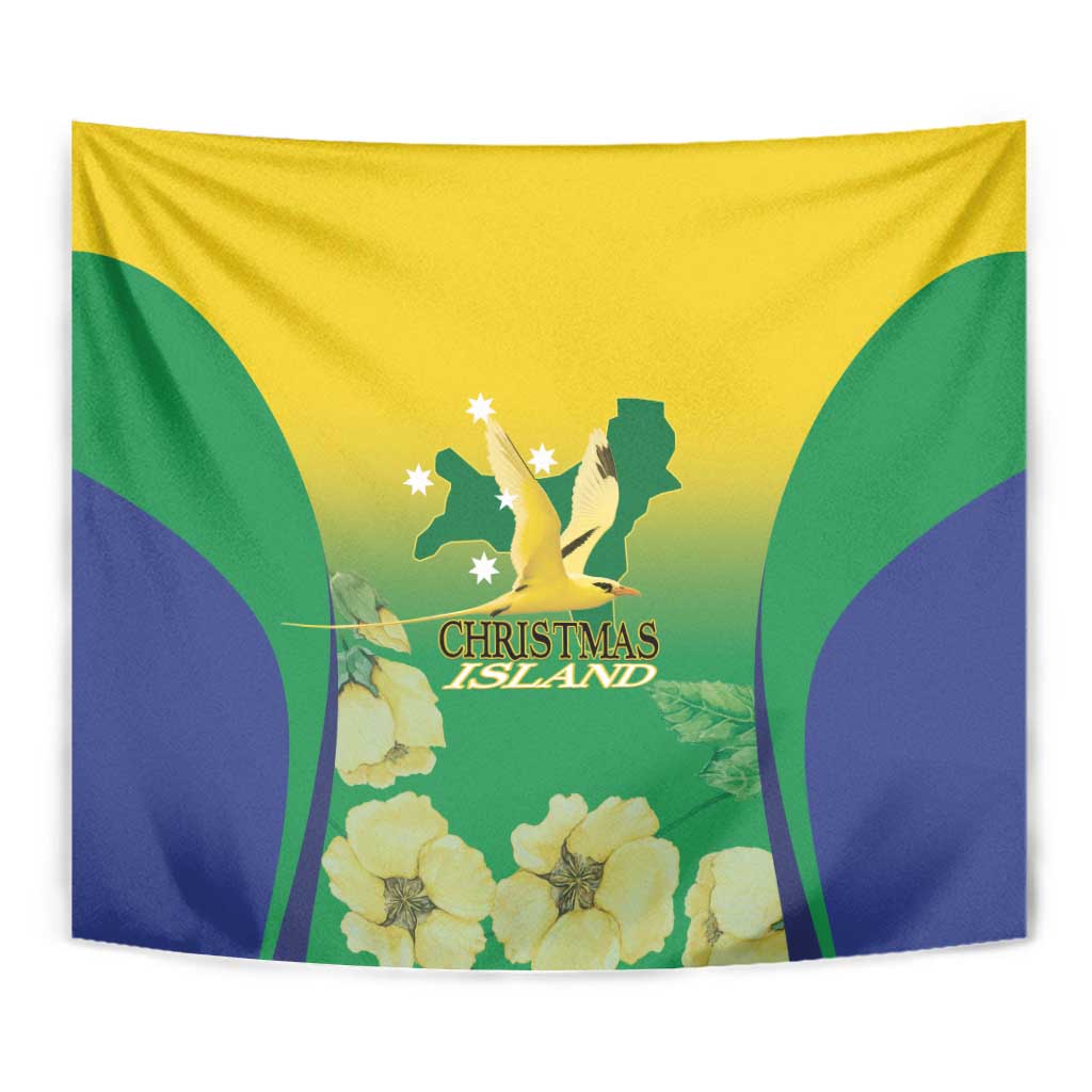 Australia Christmas Island Tapestry Golden Bosun Abutilon listeri With Map - Vibe Hoodie