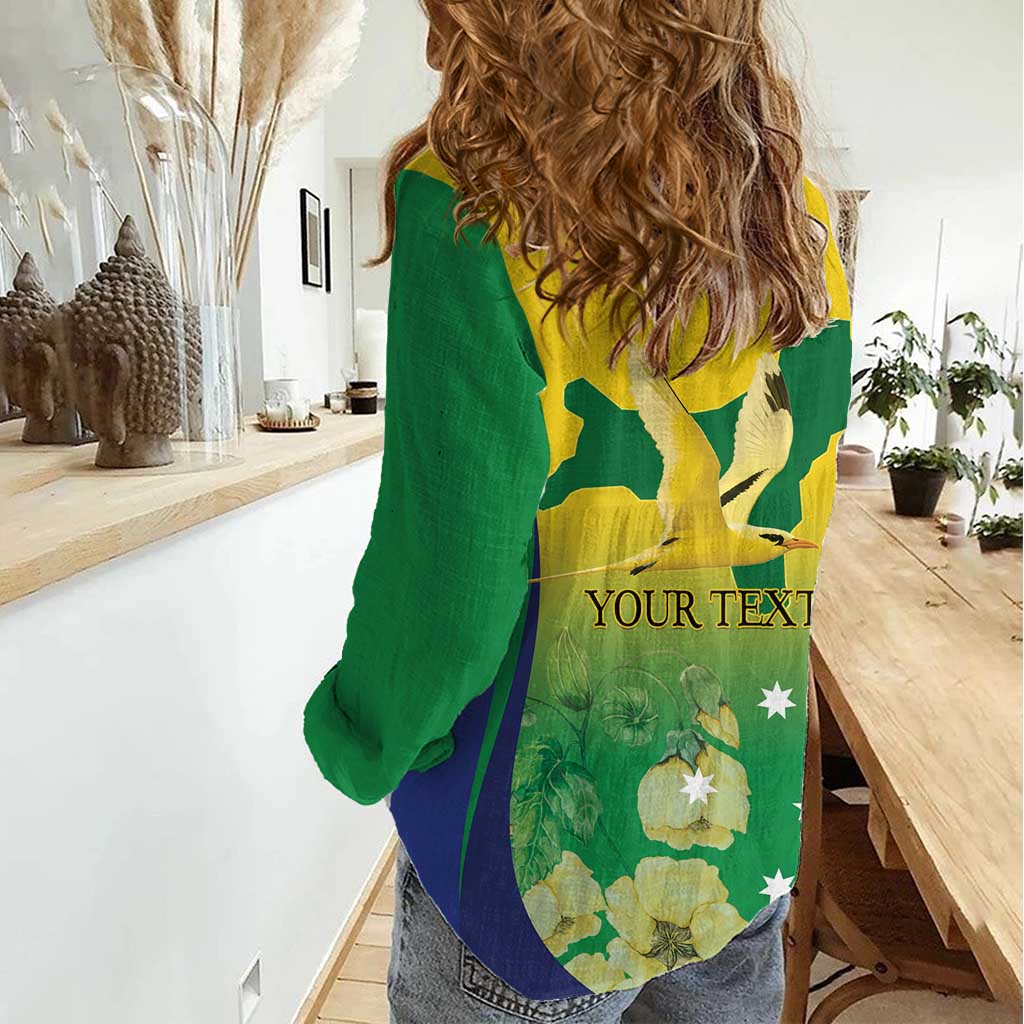 Personalised Australia Christmas Island Women Casual Shirt Golden Bosun Abutilon listeri With Map - Vibe Hoodie