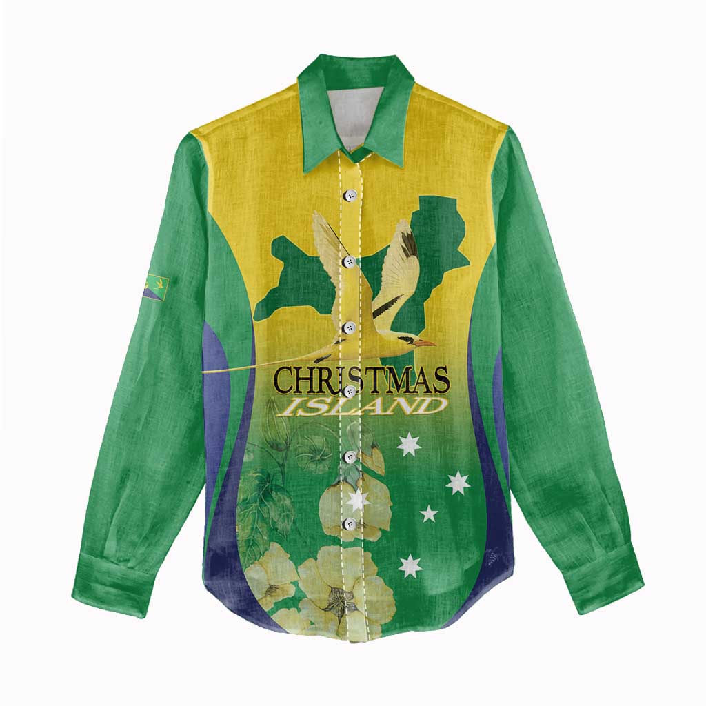 Personalised Australia Christmas Island Women Casual Shirt Golden Bosun Abutilon listeri With Map - Vibe Hoodie