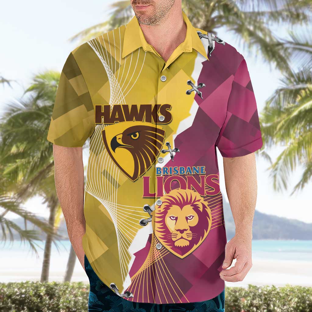 Personalised Hawks and Lions Inspired Hawaiian Shirt Dynamic Style - Vibe Hoodie