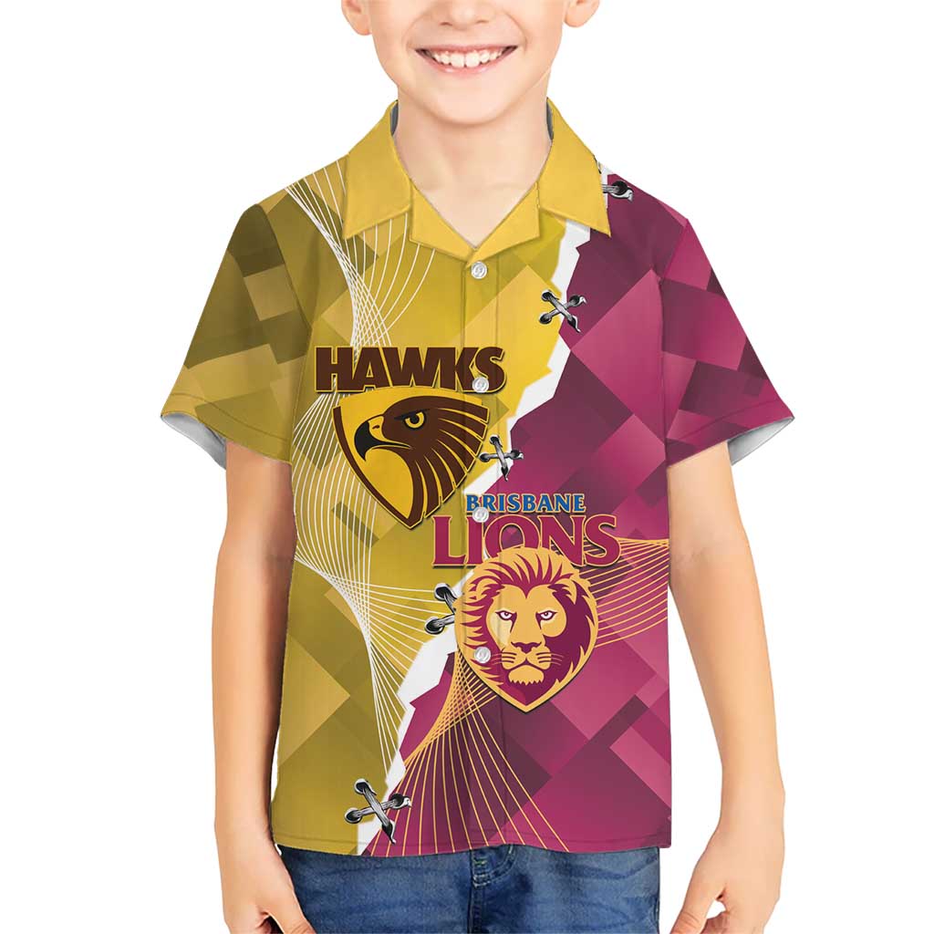 Personalised Hawks and Lions Inspired Kid Hawaiian Shirt Dynamic Style - Vibe Hoodie