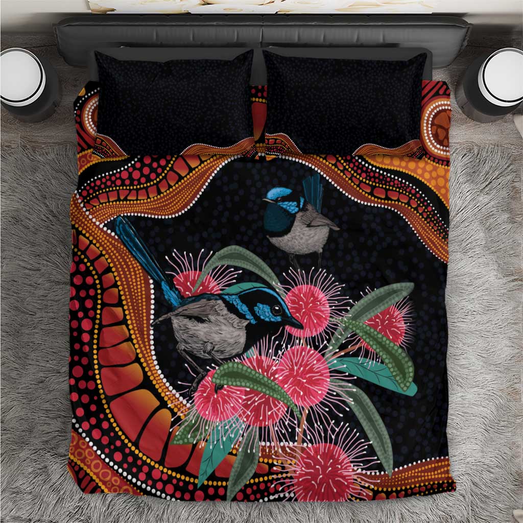 Hakea Flower And Fairy Wren Australia Bedding Set Aboriginal Art - Vibe Hoodie Shop