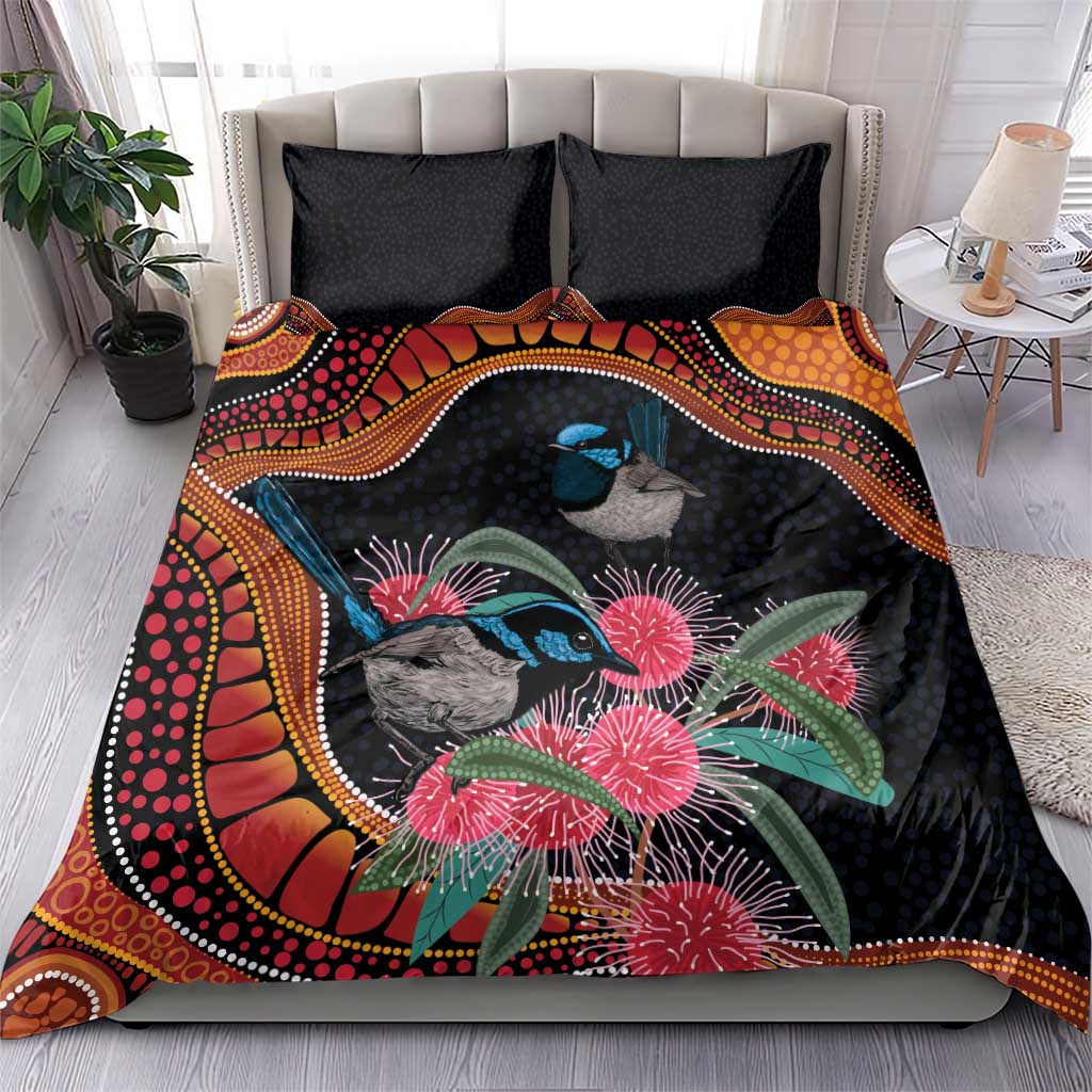 Hakea Flower And Fairy Wren Australia Bedding Set Aboriginal Art - Vibe Hoodie Shop