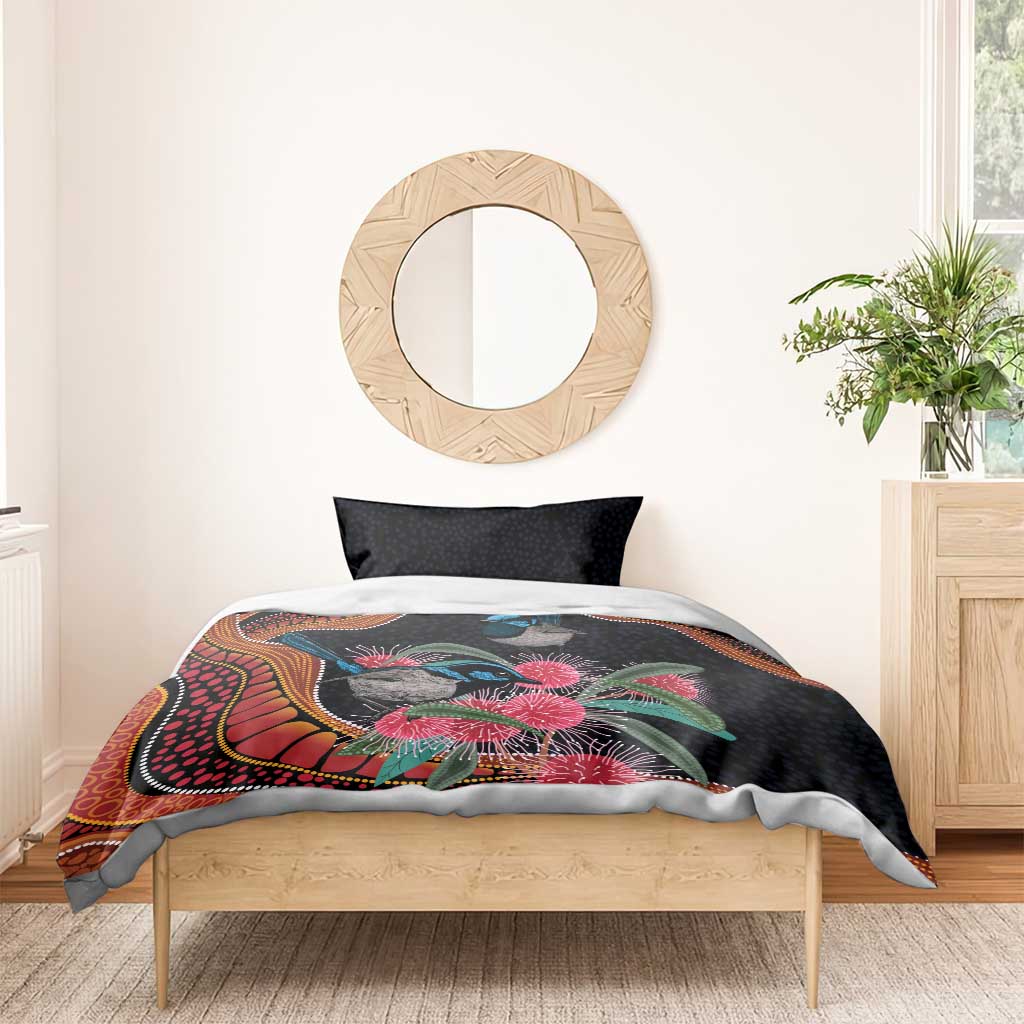 Hakea Flower And Fairy Wren Australia Bedding Set Aboriginal Art - Vibe Hoodie Shop