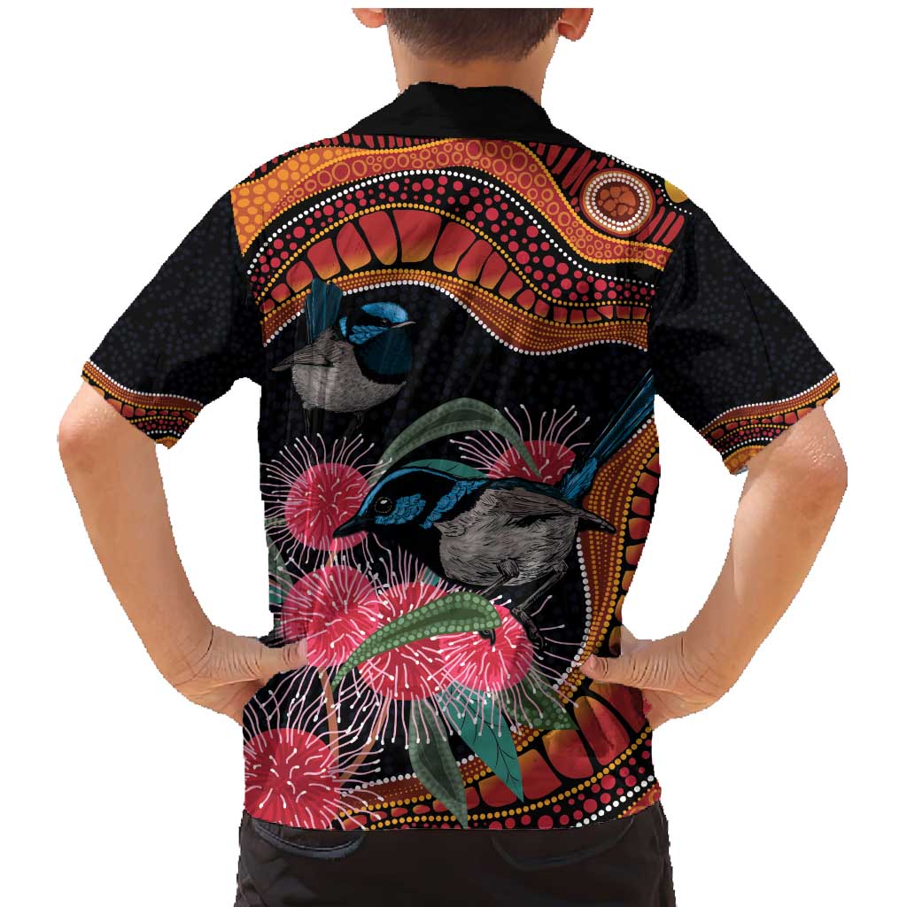 Hakea Flower And Fairy Wren Australia Family Matching Mermaid Dress and Hawaiian Shirt Aboriginal Art