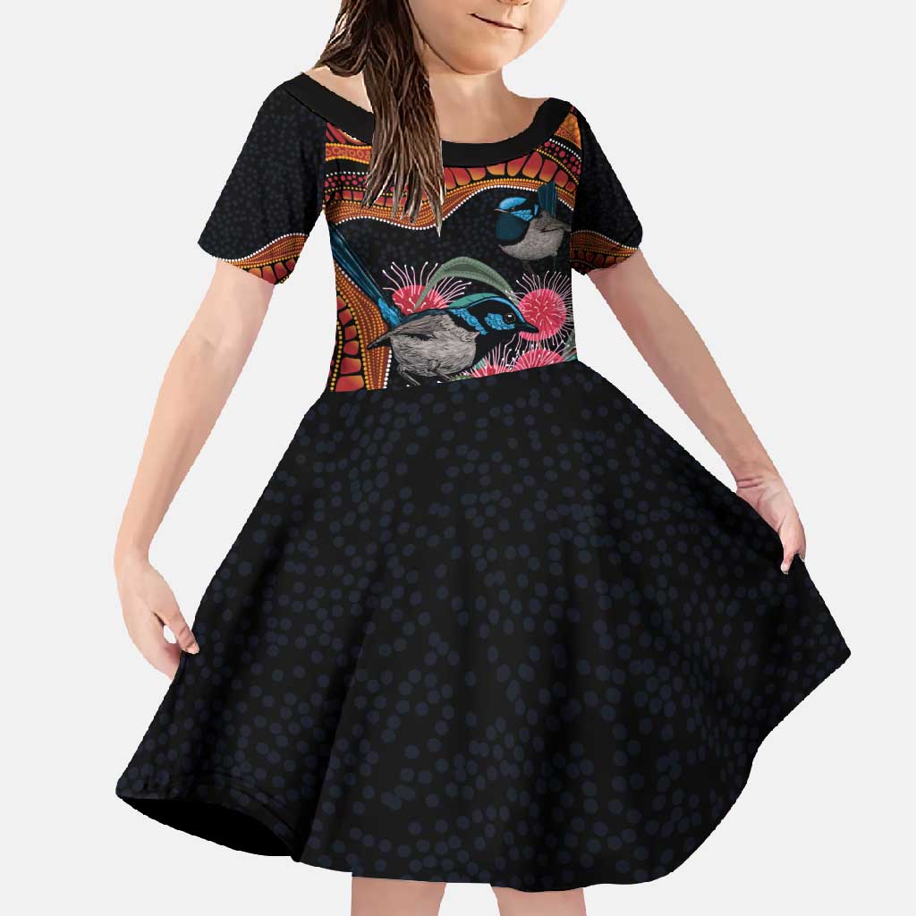 Hakea Flower And Fairy Wren Australia Family Matching Mermaid Dress and Hawaiian Shirt Aboriginal Art