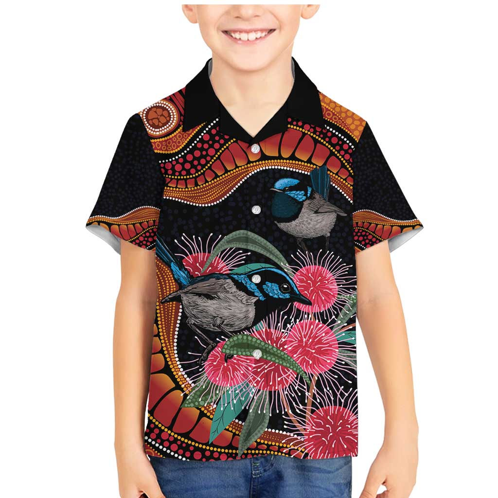 Hakea Flower And Fairy Wren Australia Family Matching Mermaid Dress and Hawaiian Shirt Aboriginal Art
