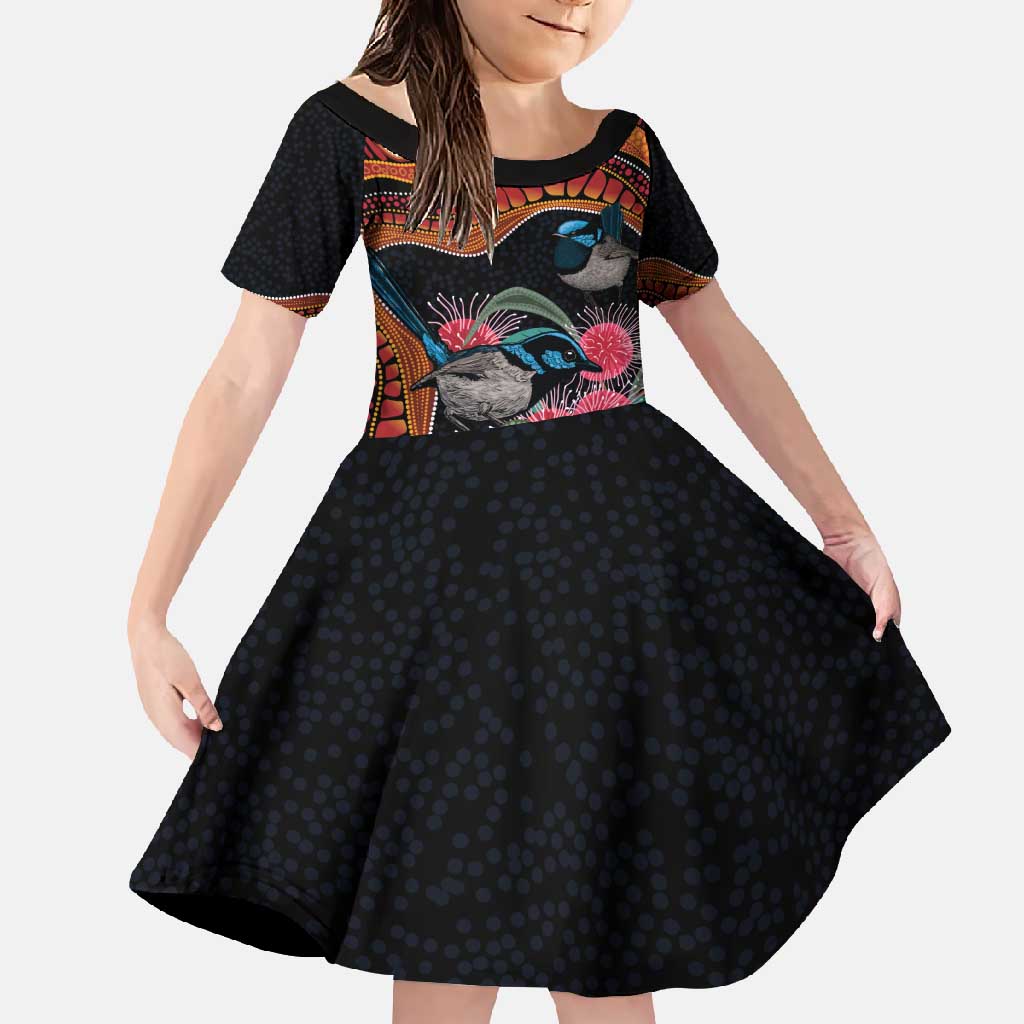 Hakea Flower And Fairy Wren Australia Family Matching Off Shoulder Maxi Dress and Hawaiian Shirt Aboriginal Art