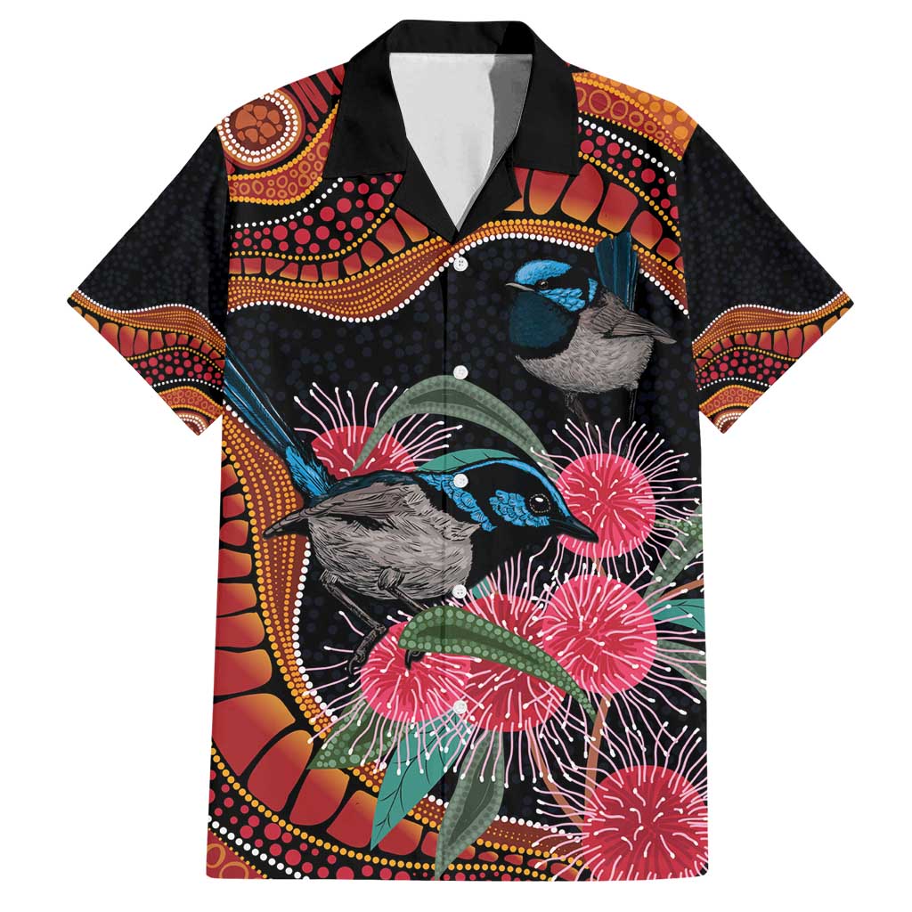 Hakea Flower And Fairy Wren Australia Family Matching Off Shoulder Maxi Dress and Hawaiian Shirt Aboriginal Art