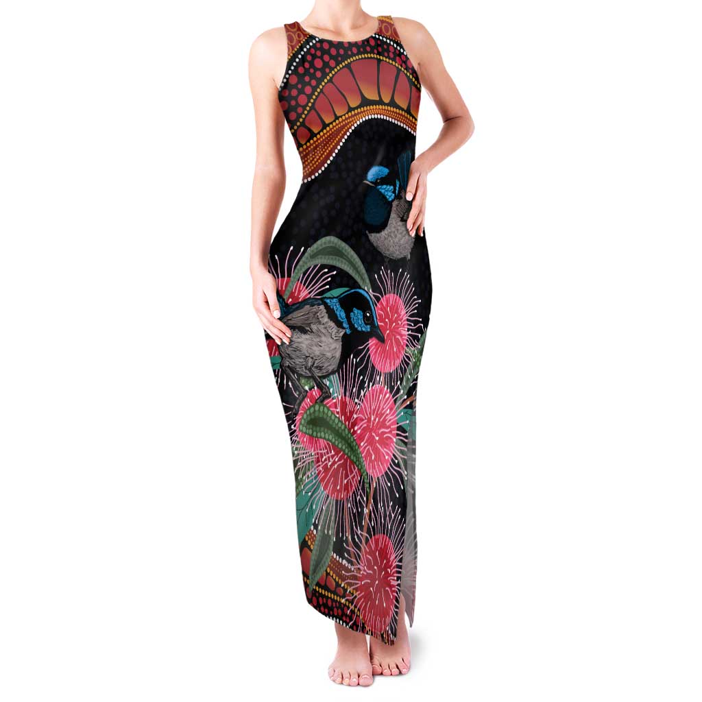 Hakea Flower And Fairy Wren Australia Family Matching Tank Maxi Dress and Hawaiian Shirt Aboriginal Art