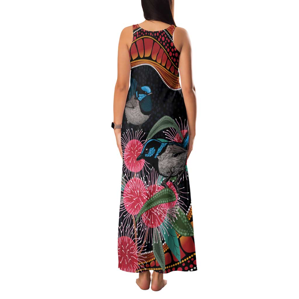 Hakea Flower And Fairy Wren Australia Family Matching Tank Maxi Dress and Hawaiian Shirt Aboriginal Art