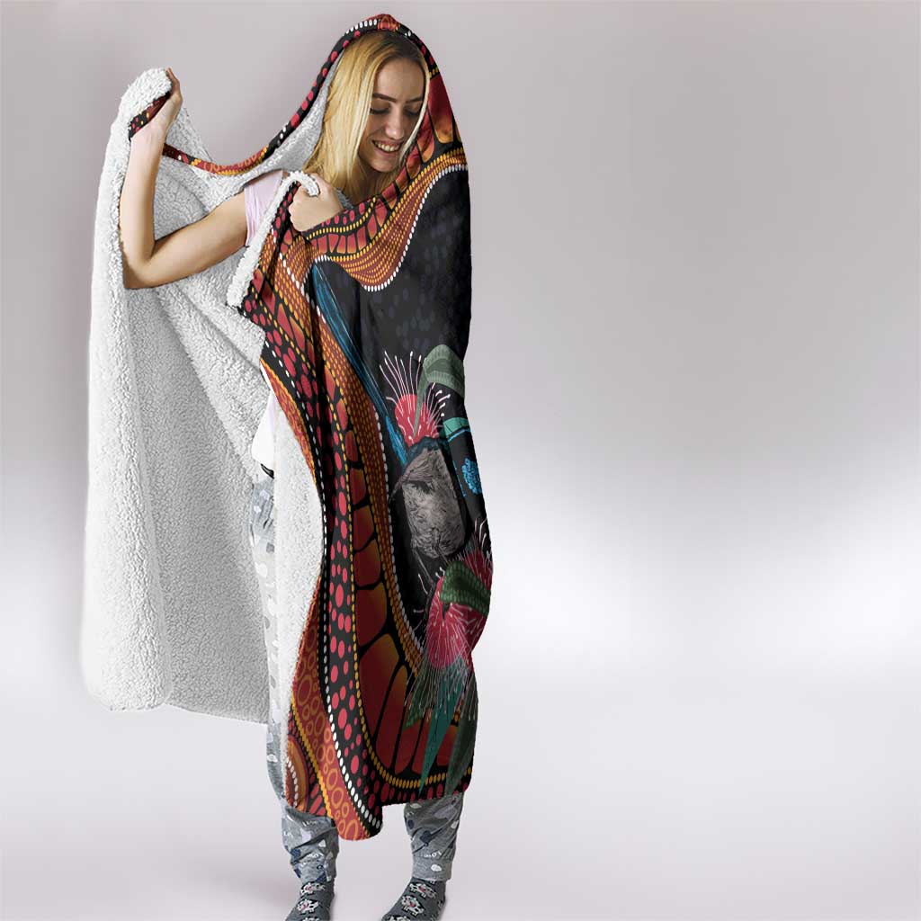 Hakea Flower And Fairy Wren Australia Hooded Blanket Aboriginal Art